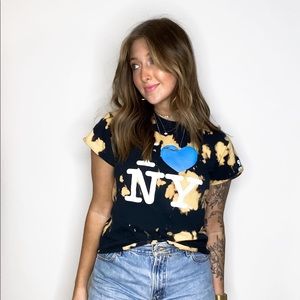 Bleached Tie Dyed I Love NY 9/11 Memorial T Shirt